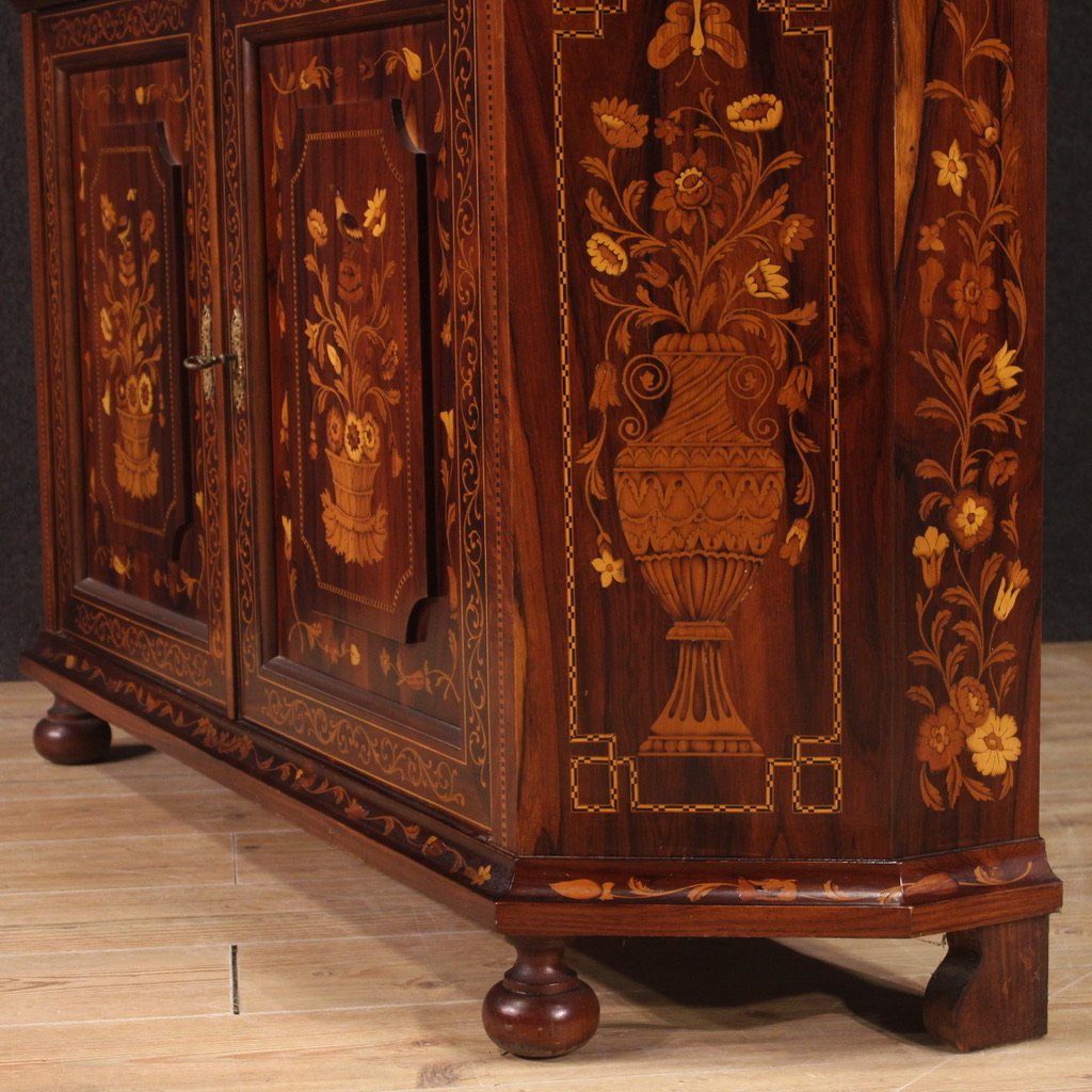 Elegant 20th Century Dutch Inlaid Display Cabinet-photo-6