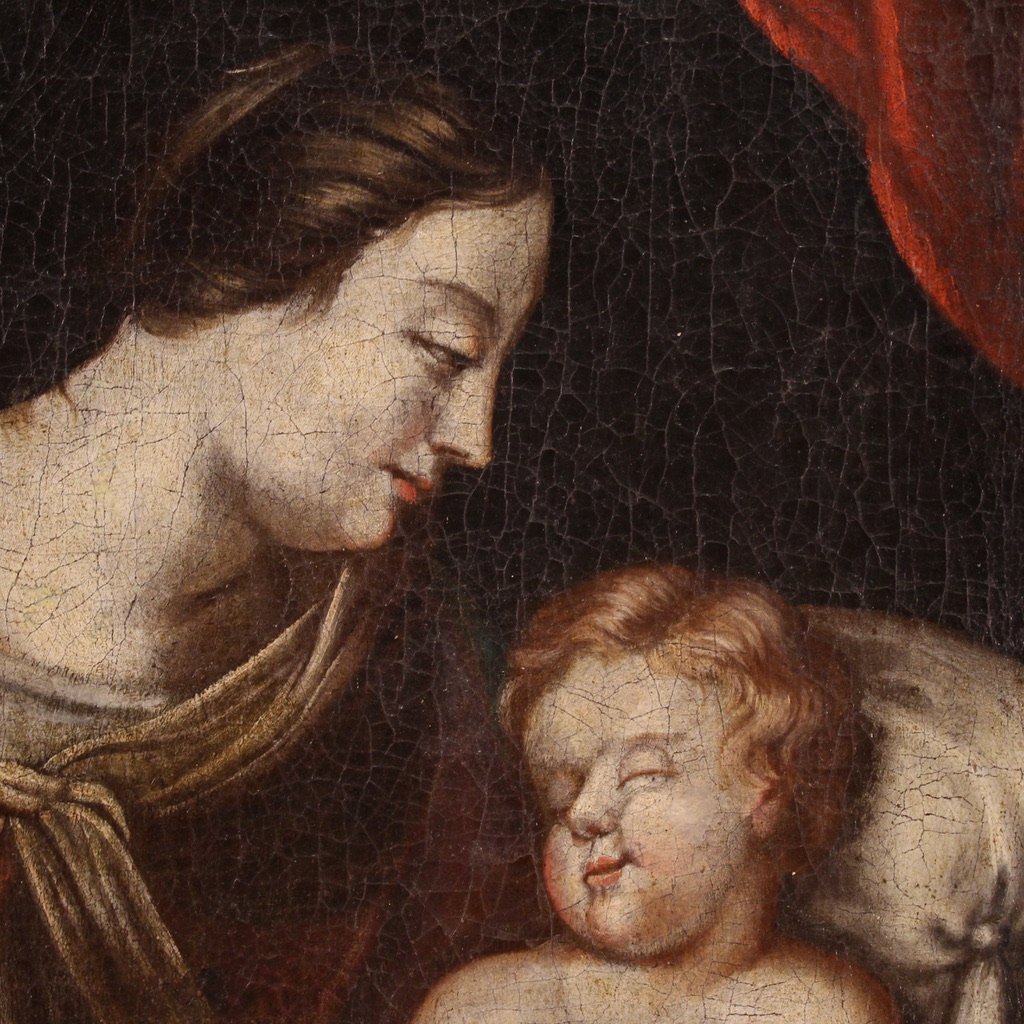 Petit Tableau Religieux Du 18ème Siècle, Vierge à l'Enfant-photo-8