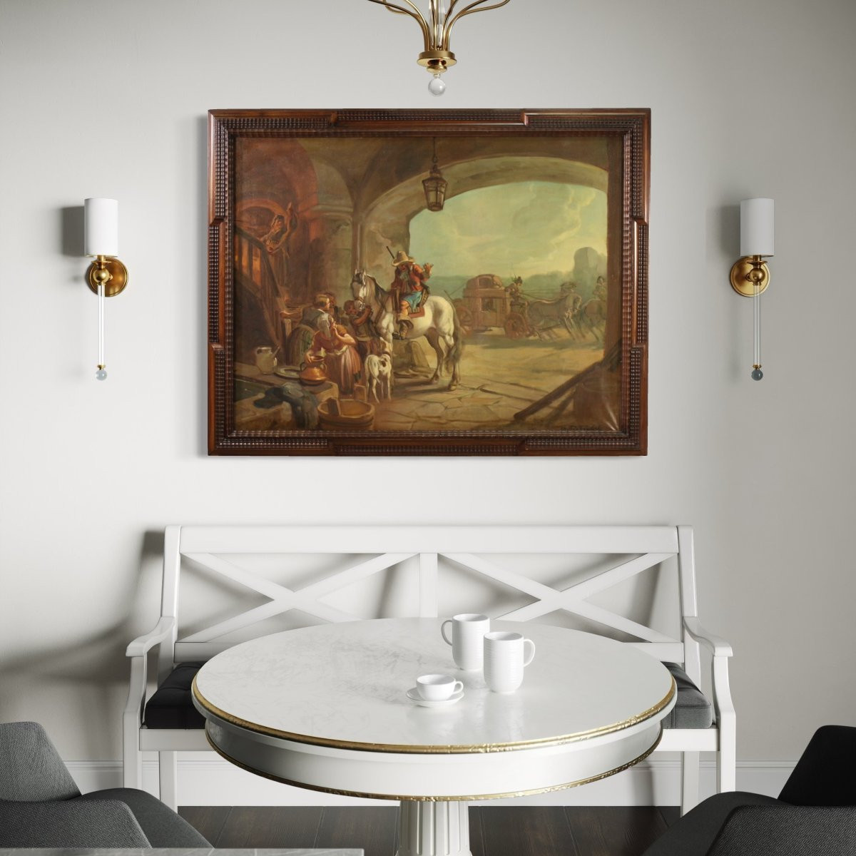 Tableau Italien Signé Mattia Traverso, Scène De Genre-photo-3