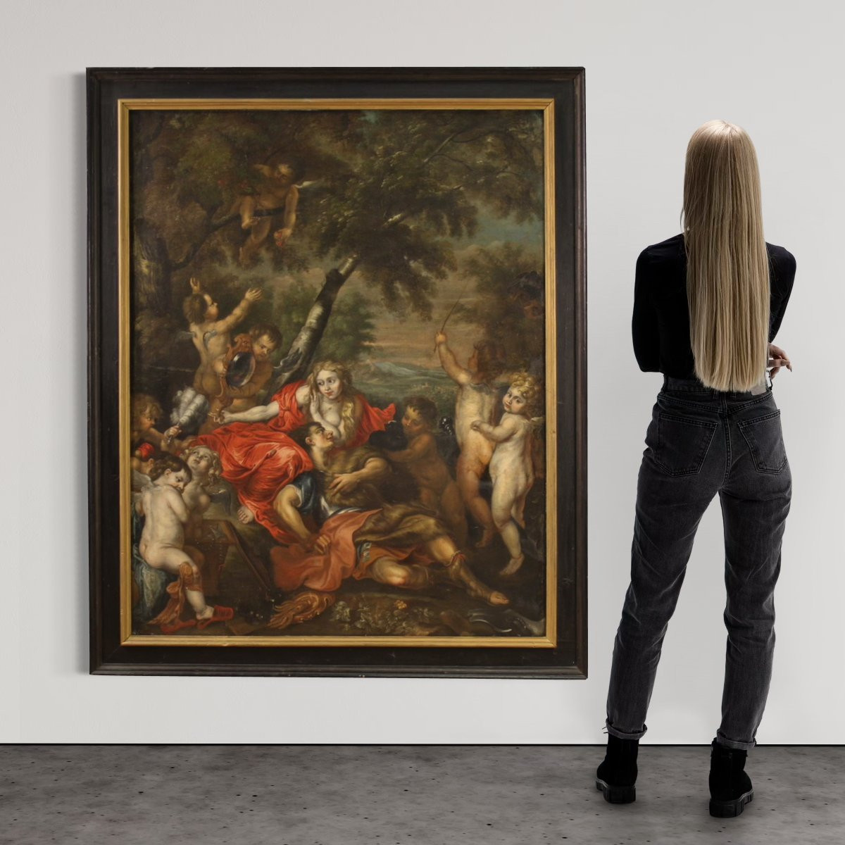 Great 17th Century Flemish Painting, Rinaldo And Armida-photo-3