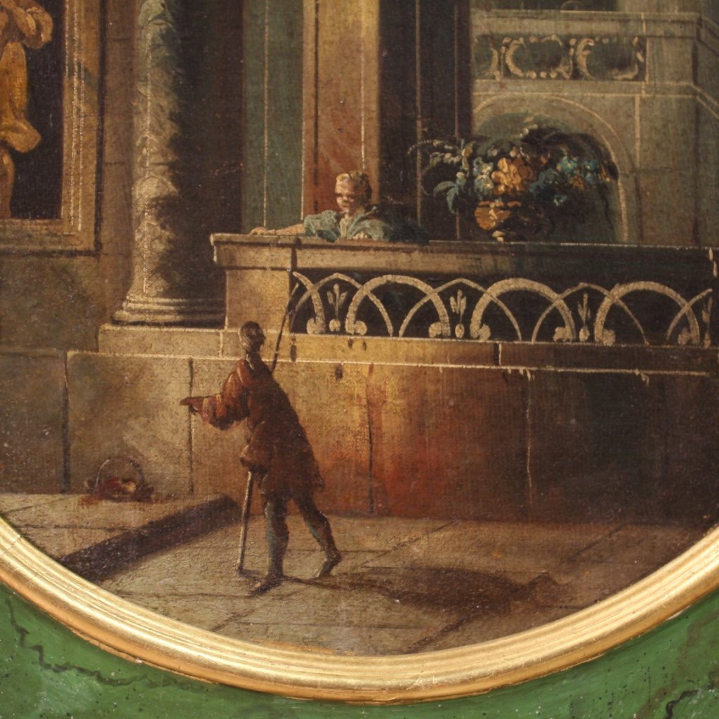 Tableau Italien Vue Avec Des Architectures Et Des Personnages Du 18ème Siècle-photo-6