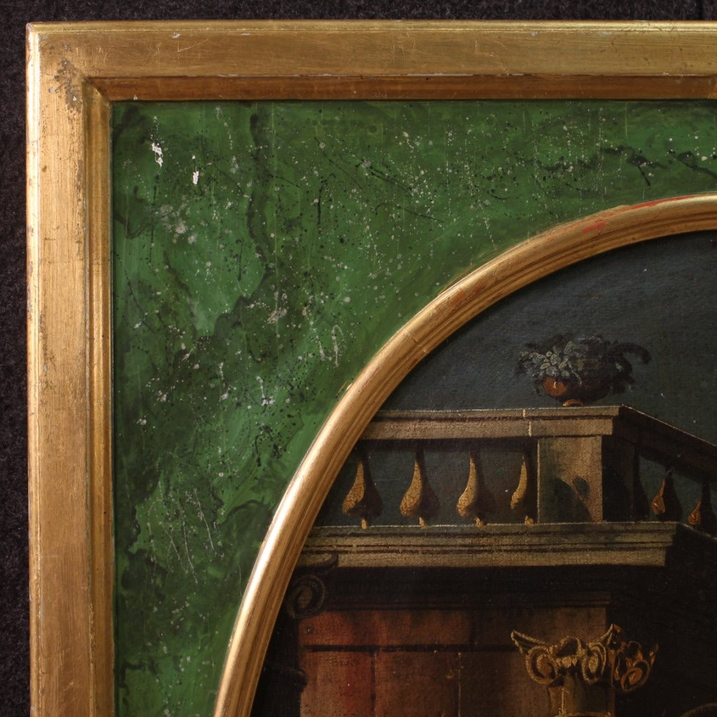Tableau Italien Vue Avec Des Architectures Et Des Personnages Du 18ème Siècle-photo-7