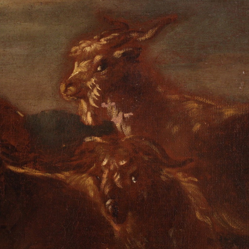 Tableau Italien Du 17ème Siècle, Paysage Avec Animaux De Pâturage-photo-6
