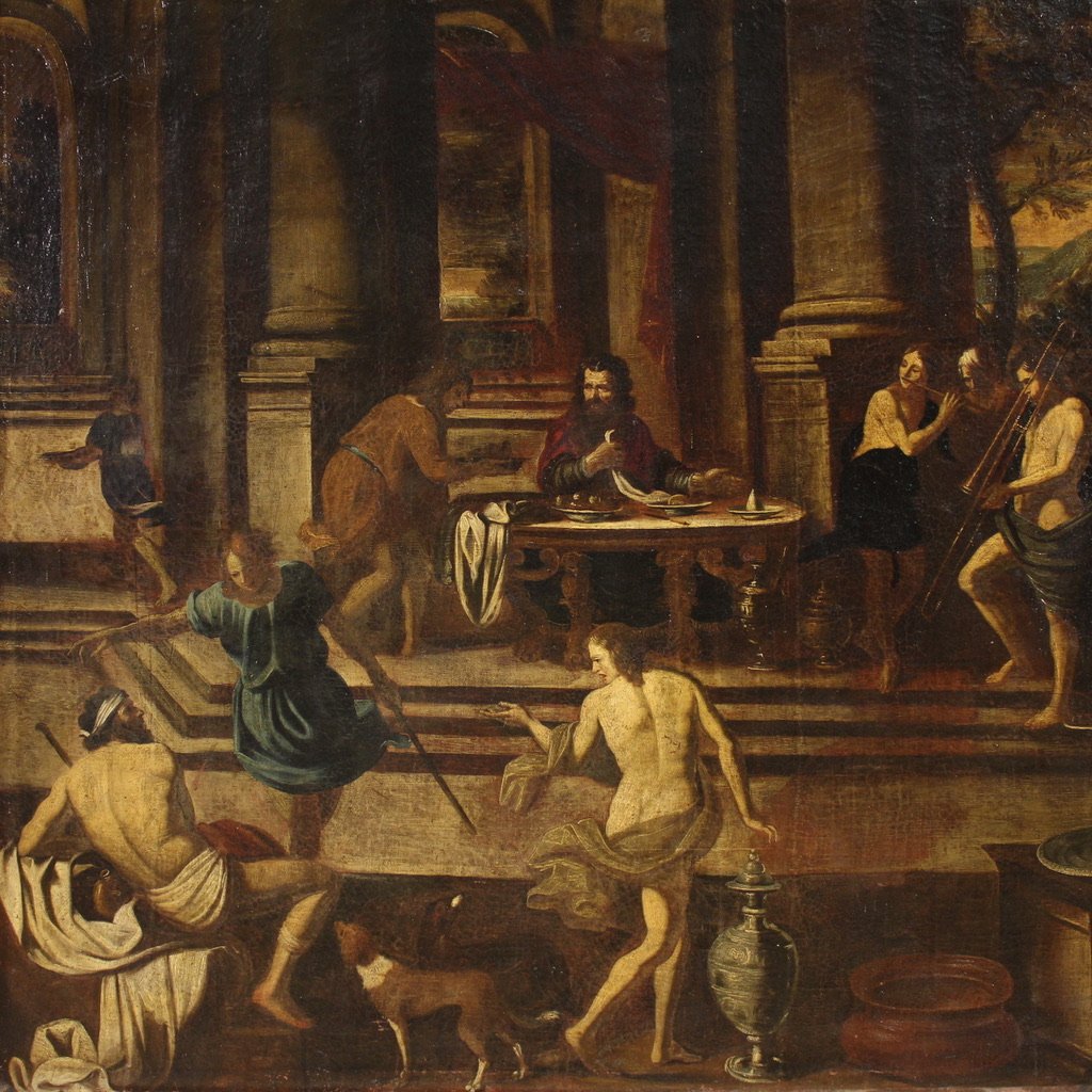 Grand Tableau Italien Du 17ème Siècle, Le Banquet d'Hérode-photo-3