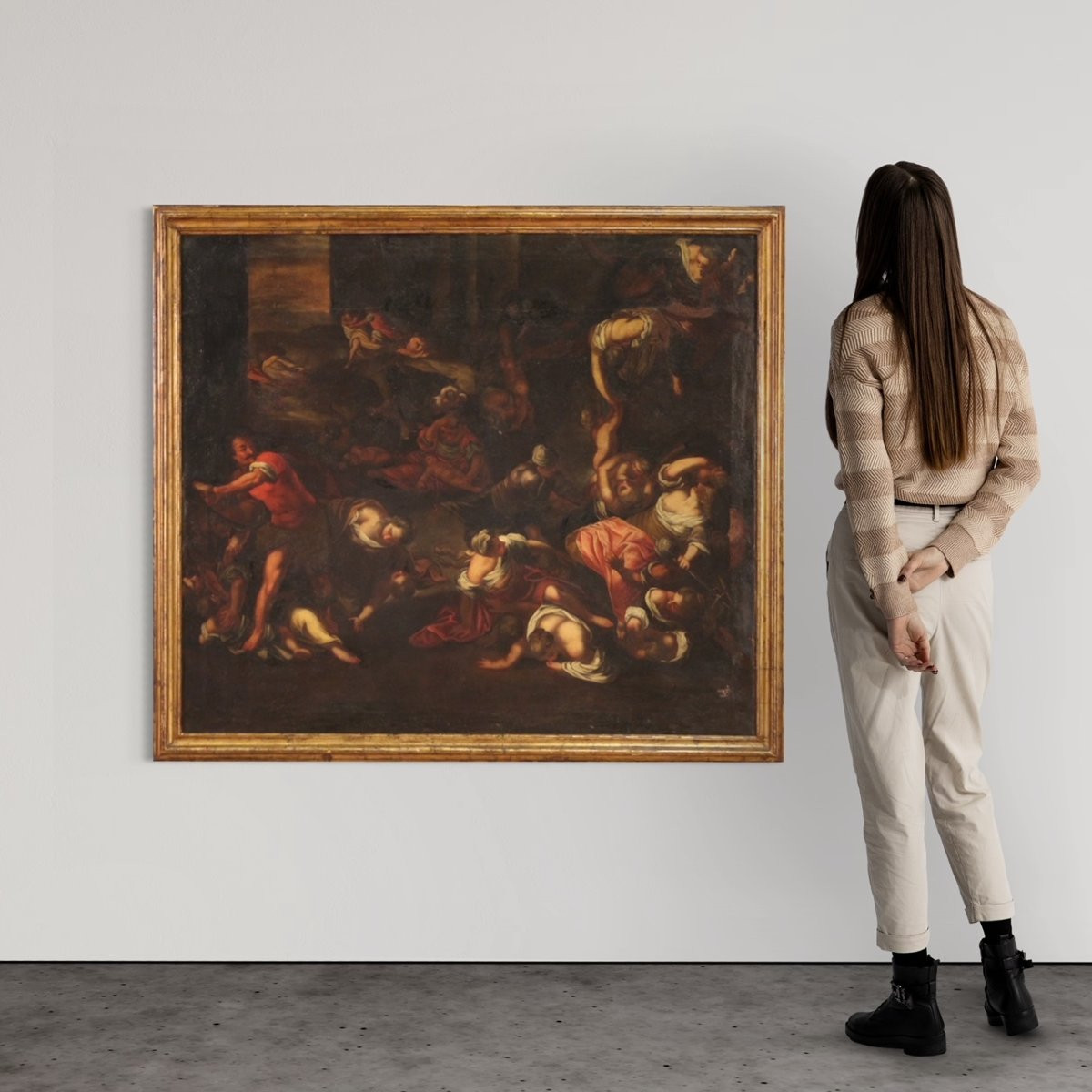 Antique Religious Painting From The 17th Century, The Massacre Of The Innocents-photo-2