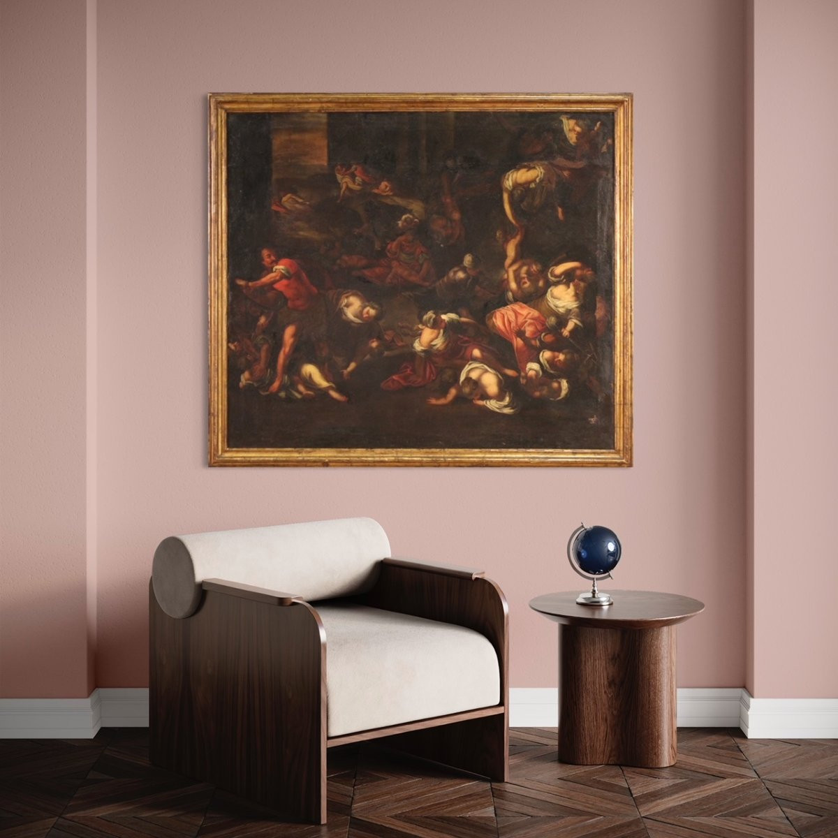 Antique Religious Painting From The 17th Century, The Massacre Of The Innocents-photo-3