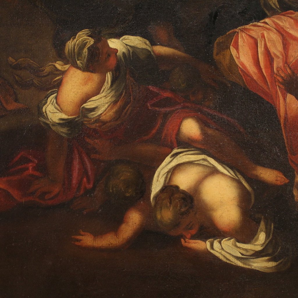 Antique Religious Painting From The 17th Century, The Massacre Of The Innocents-photo-2