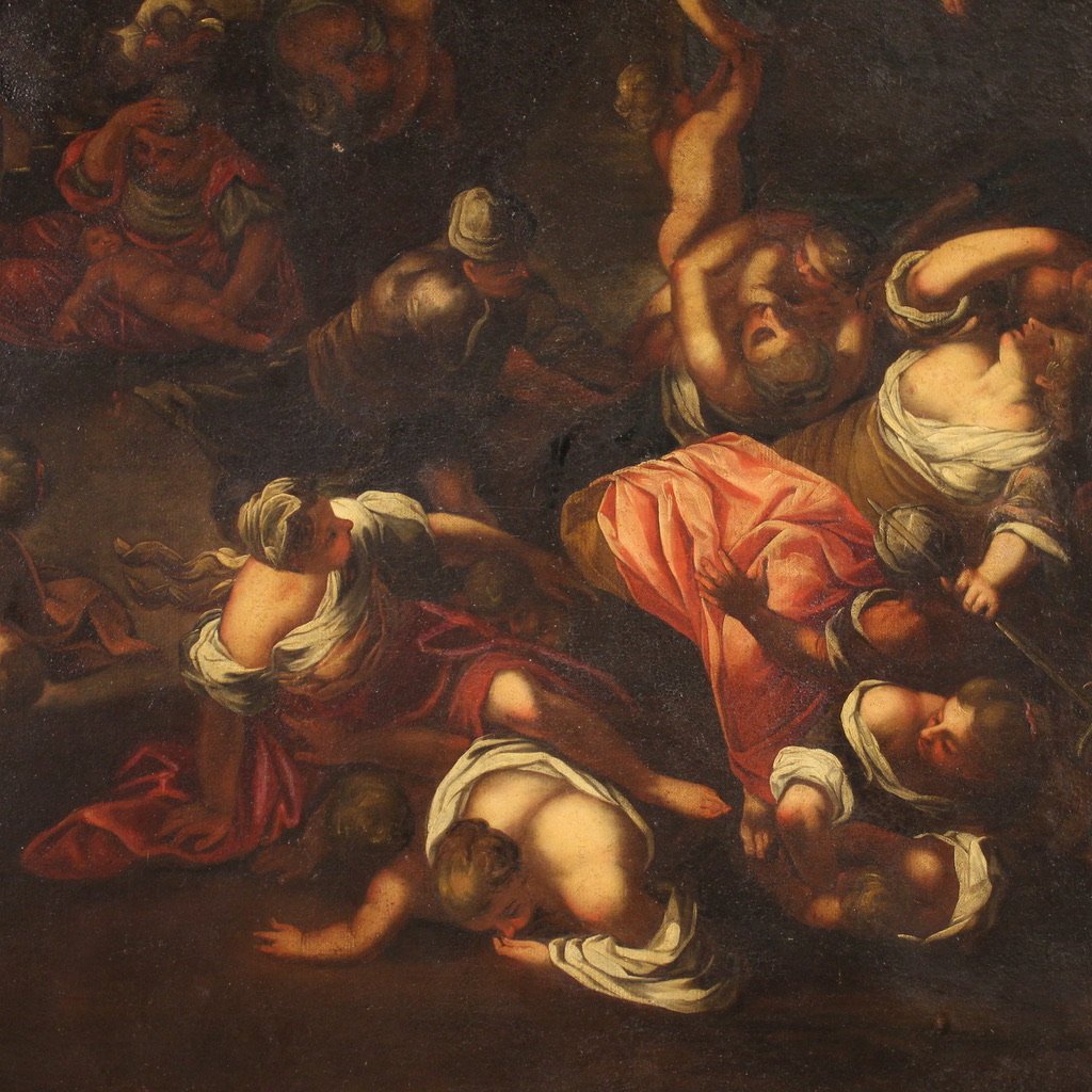 Antique Religious Painting From The 17th Century, The Massacre Of The Innocents-photo-4