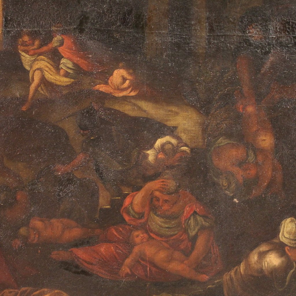 Antique Religious Painting From The 17th Century, The Massacre Of The Innocents-photo-8