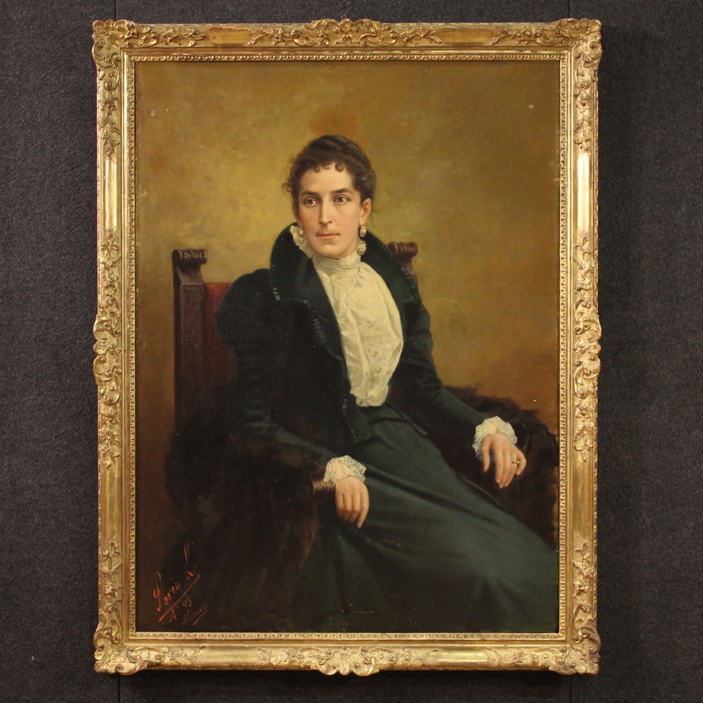Grand Portrait Signé Luigi Sorio Et Daté De 1898