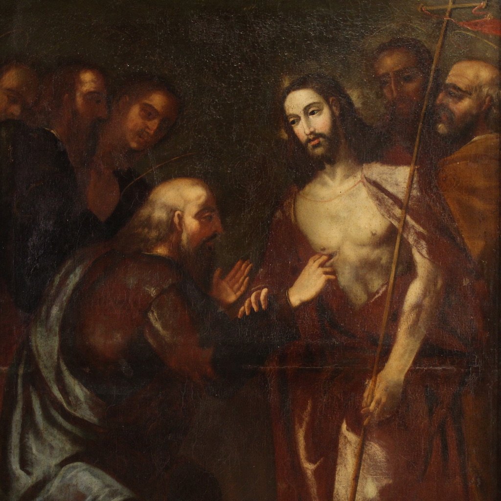 Great 17th Century Italian Painting, The Incredulity Of Saint Thomas-photo-3