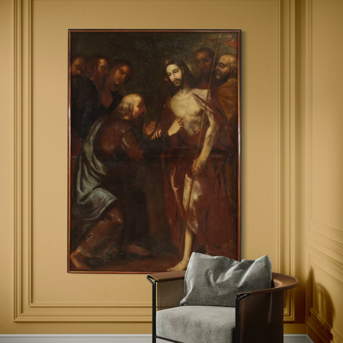 Great 17th Century Italian Painting, The Incredulity Of Saint Thomas-photo-1