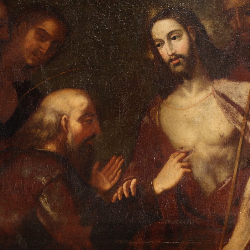 Great 17th Century Italian Painting, The Incredulity Of Saint Thomas-photo-2