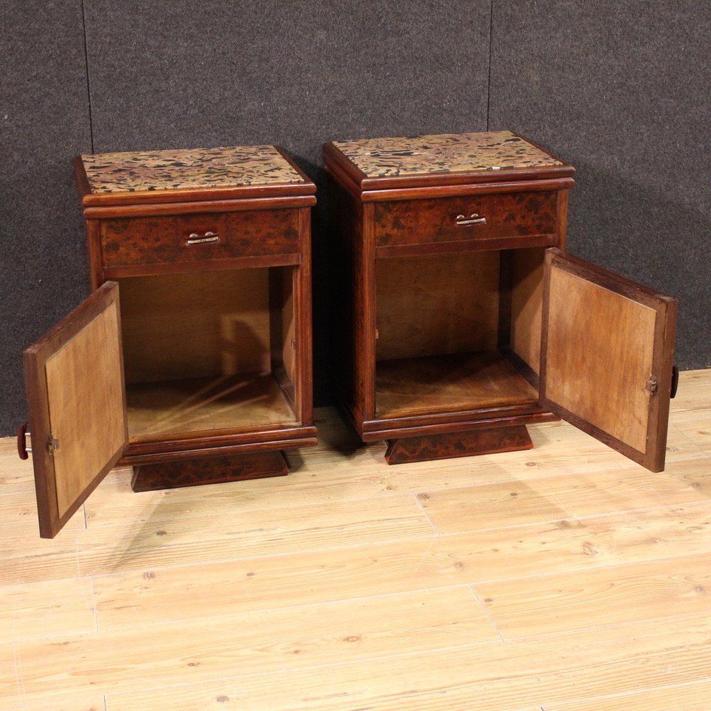 Pair Of Italian Marble Top Nightstands From The 20th Century-photo-3