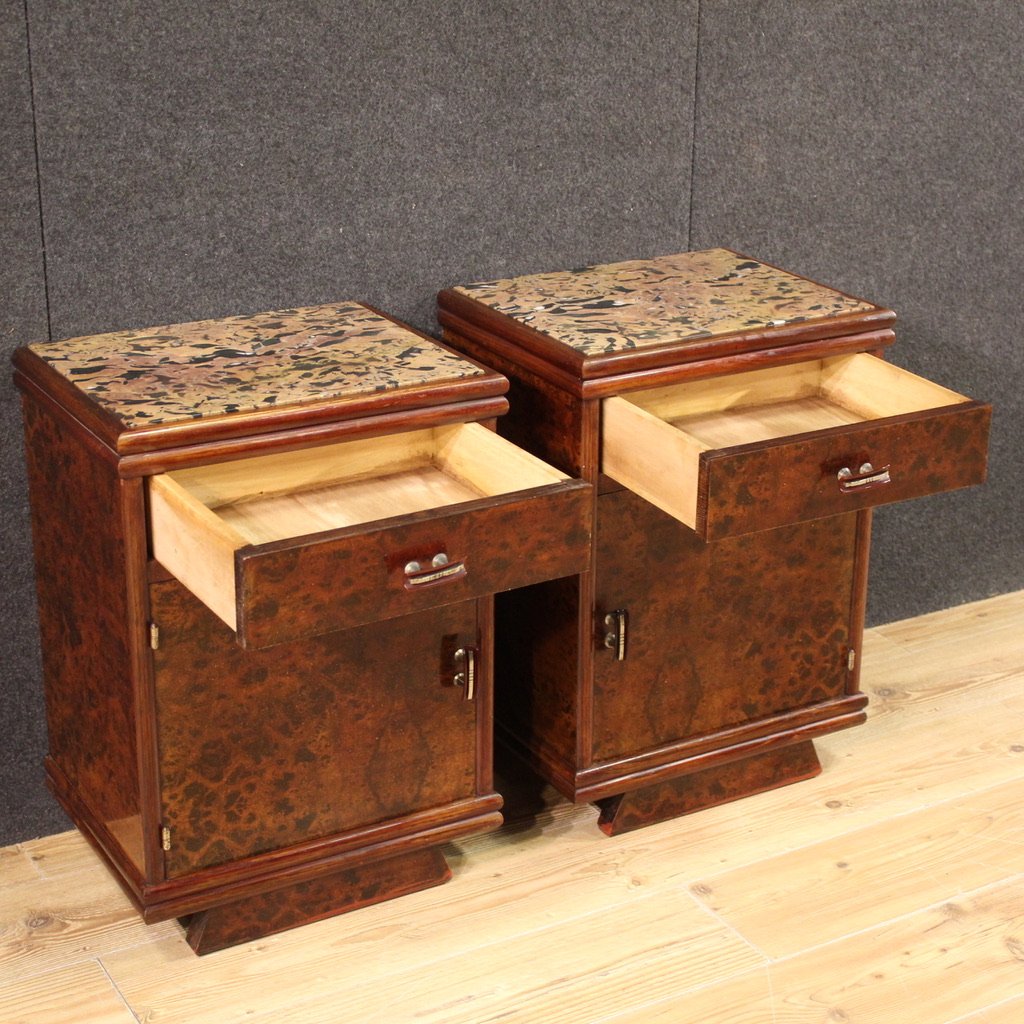 Pair Of Italian Marble Top Nightstands From The 20th Century-photo-4