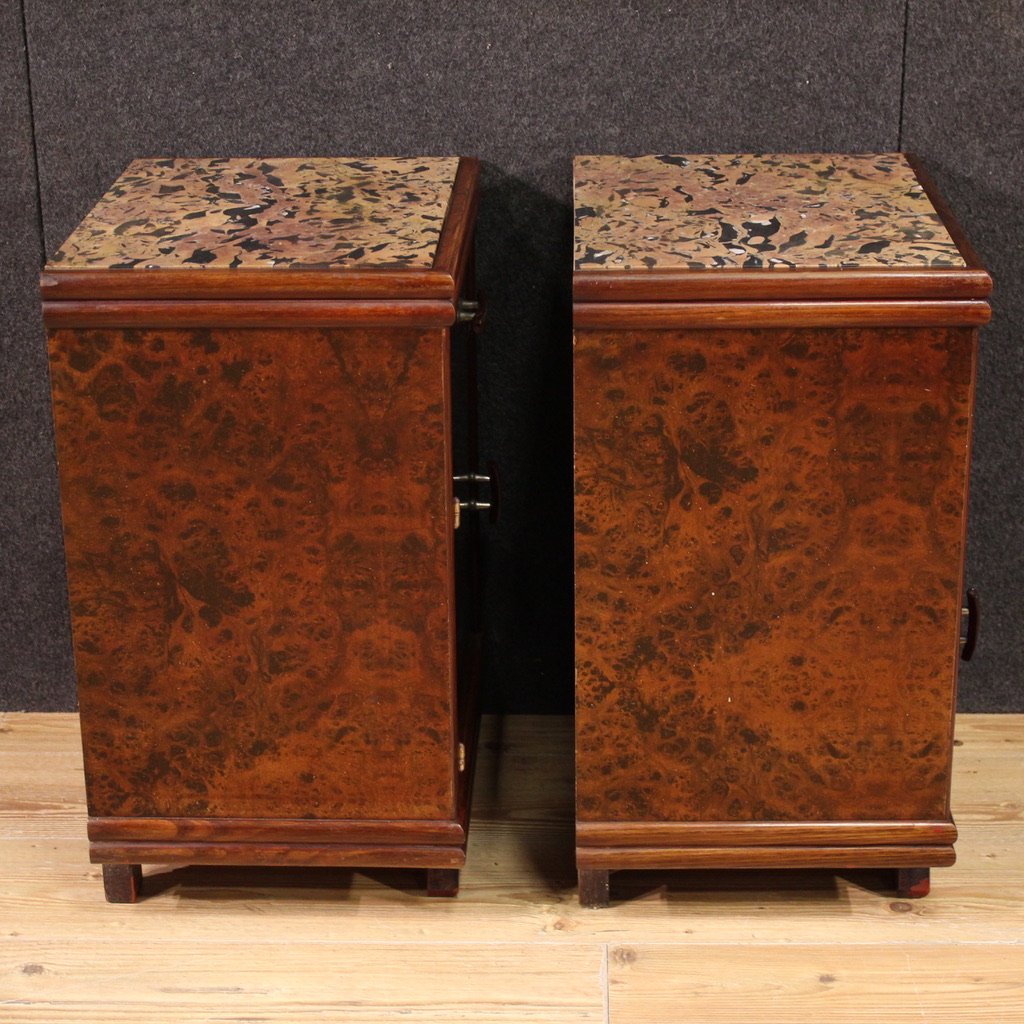 Pair Of Italian Marble Top Nightstands From The 20th Century-photo-2