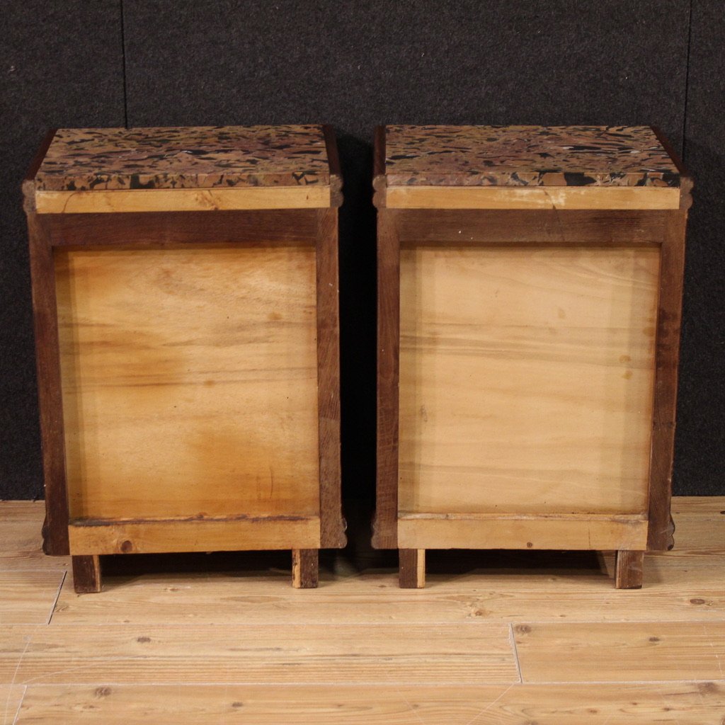 Pair Of Italian Marble Top Nightstands From The 20th Century-photo-3