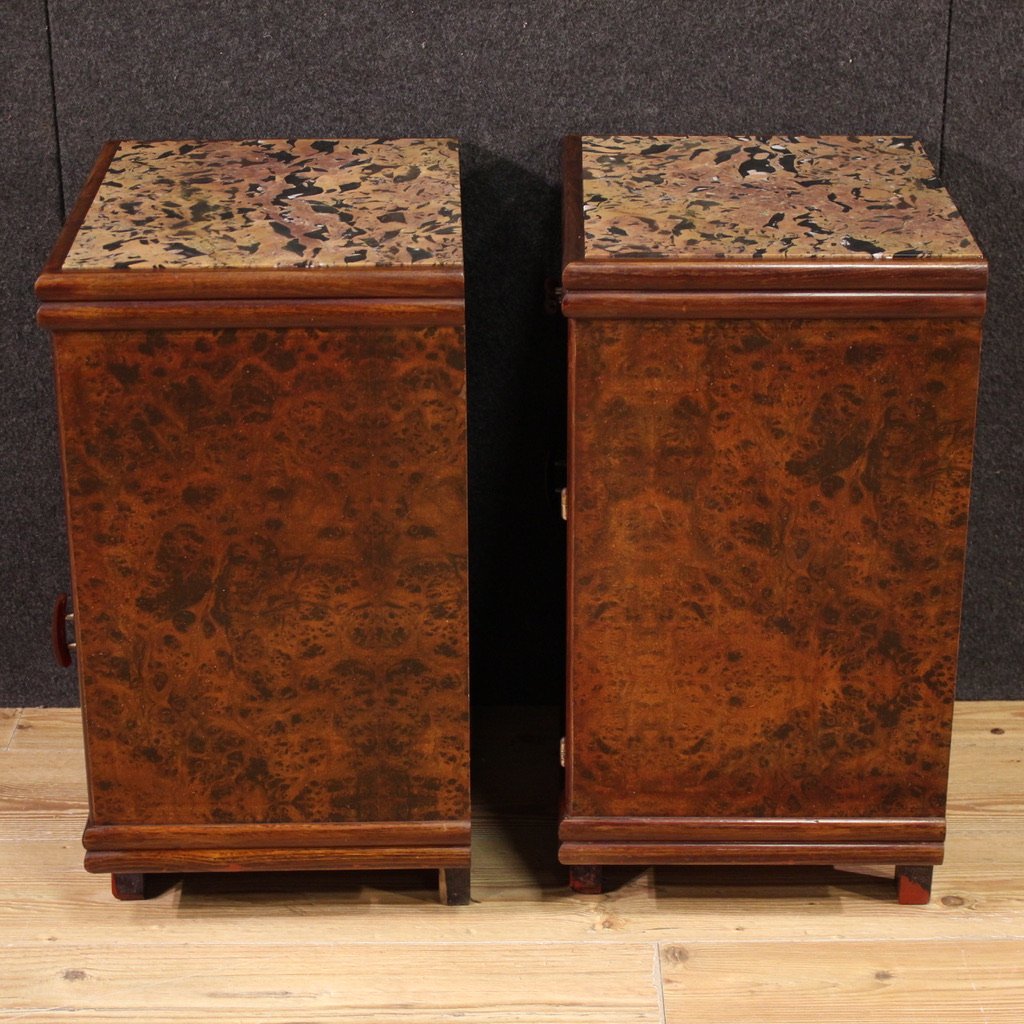 Pair Of Italian Marble Top Nightstands From The 20th Century-photo-4