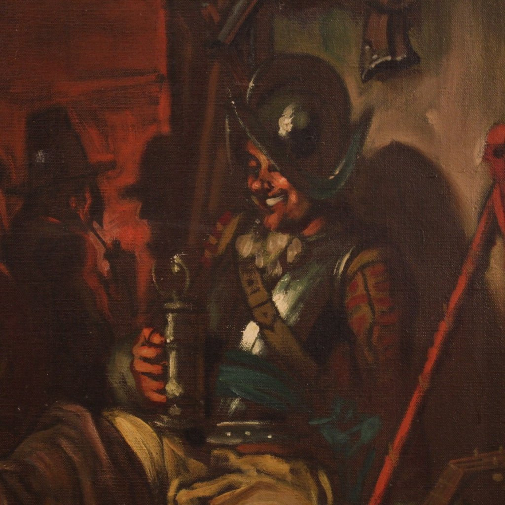 Italian Popular Scene Painting Signed By Mattia Traverso-photo-3