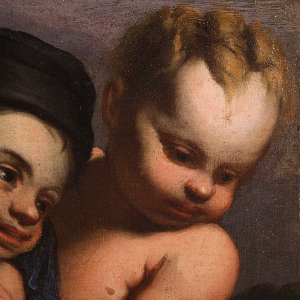 Tableau ancien italien jeux de chérubins du 17ème siècle-photo-6