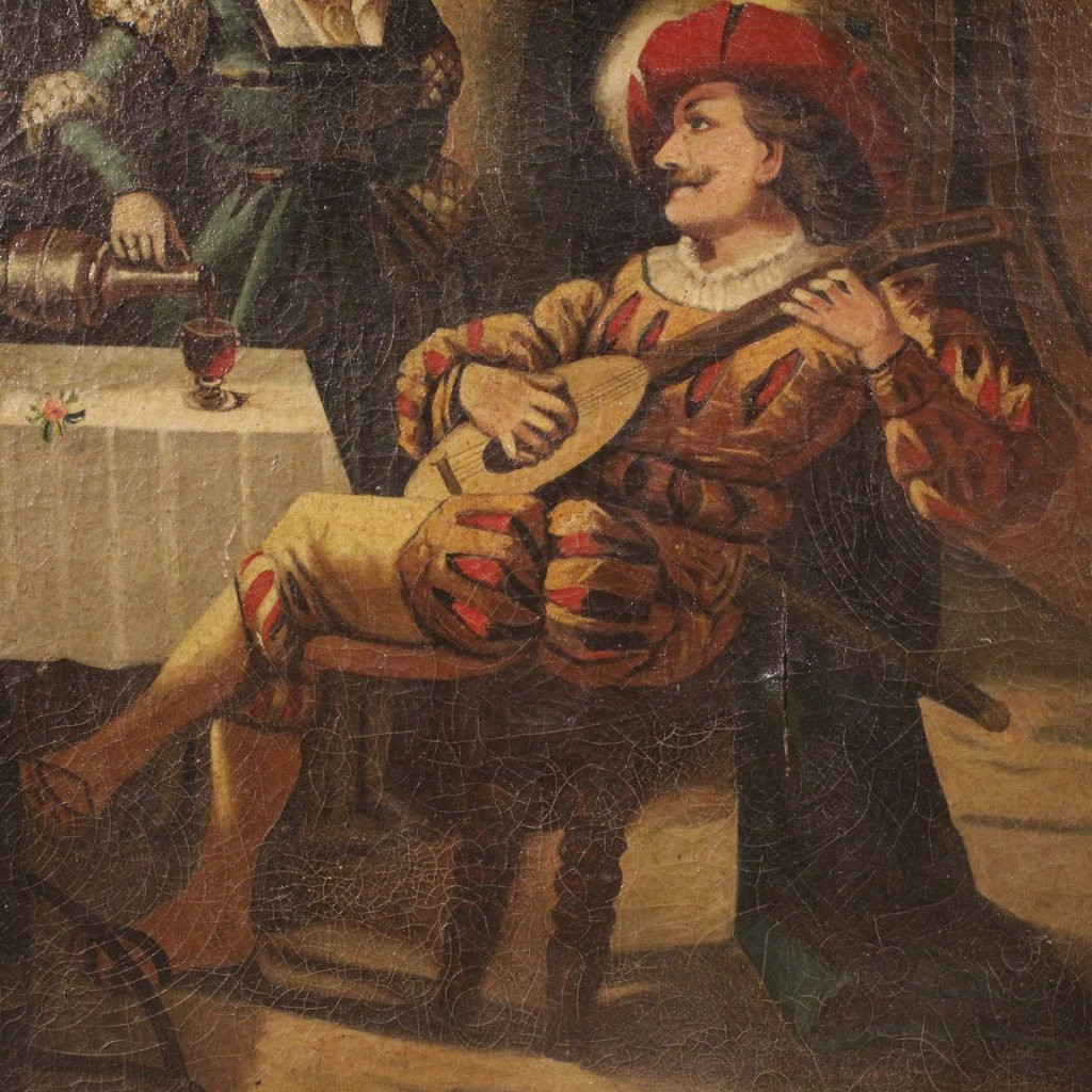 Italian Painting Interior Scene From 20th Century-photo-5