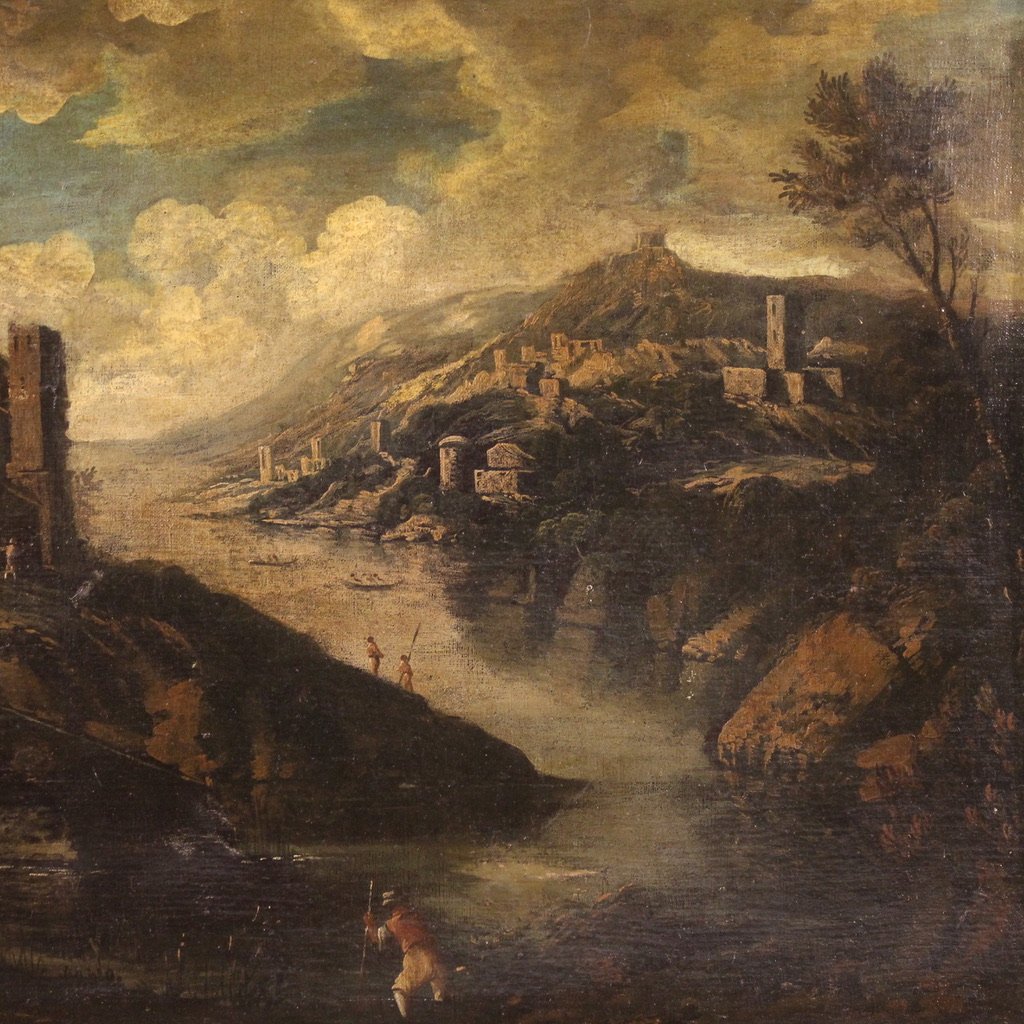 Antique Italian Landscape Painting From The 18th Century-photo-4