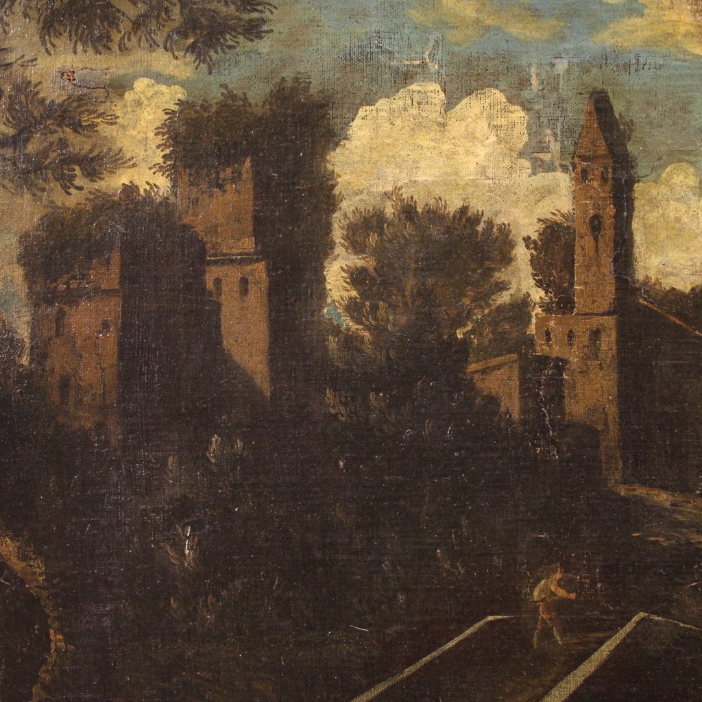 Antique Italian Landscape Painting From The 18th Century-photo-5