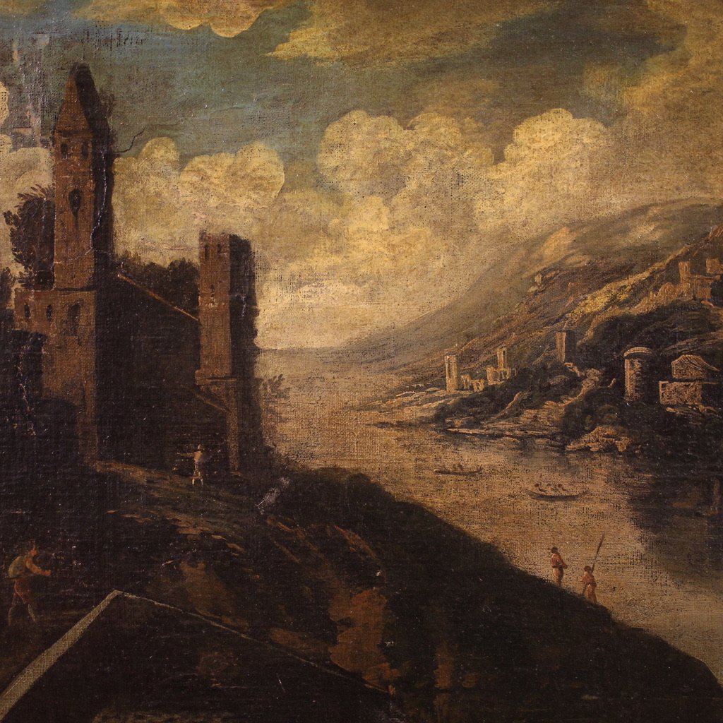 Antique Italian Landscape Painting From The 18th Century-photo-8