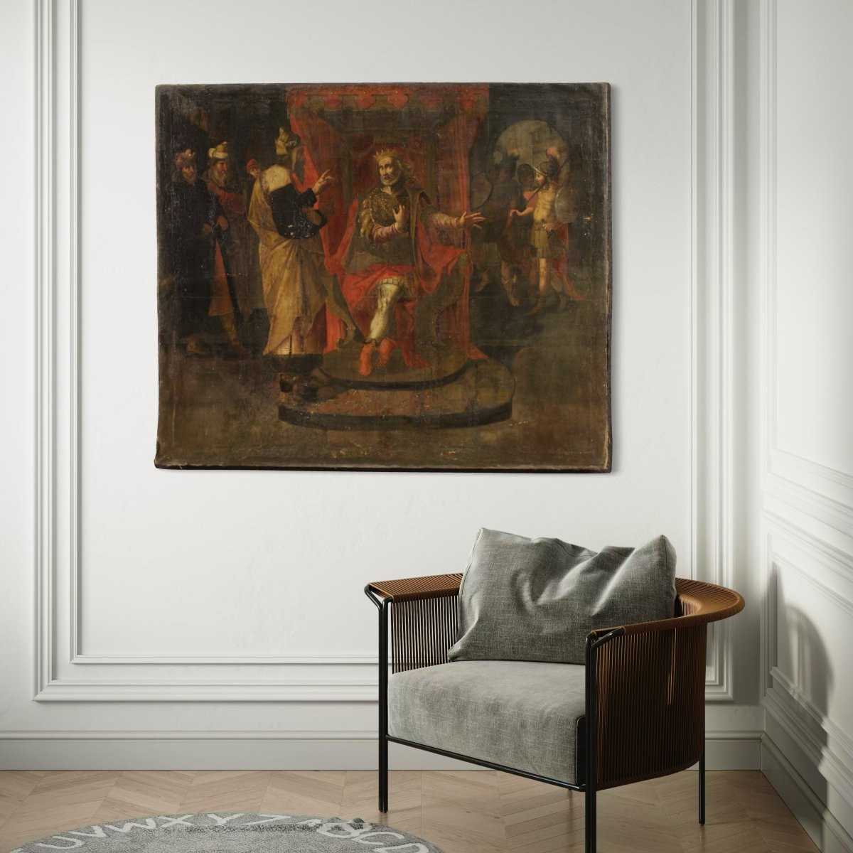 Peinture italienne antique scène biblique du 17ème siècle-photo-1