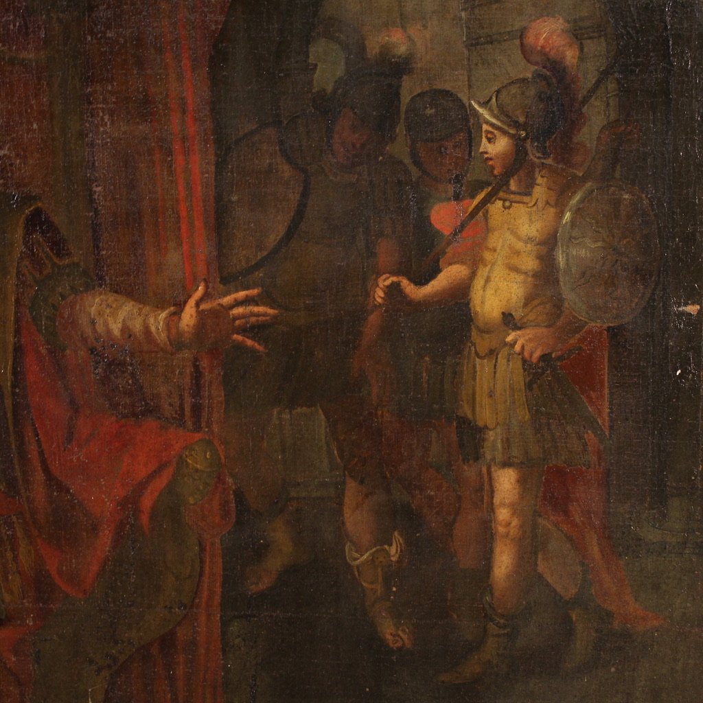 Peinture italienne antique scène biblique du 17ème siècle-photo-5