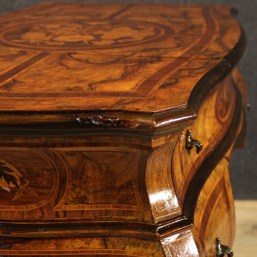 Coiffeuse lombarde marquetée de style Louis XV du 20ème siècle-photo-3
