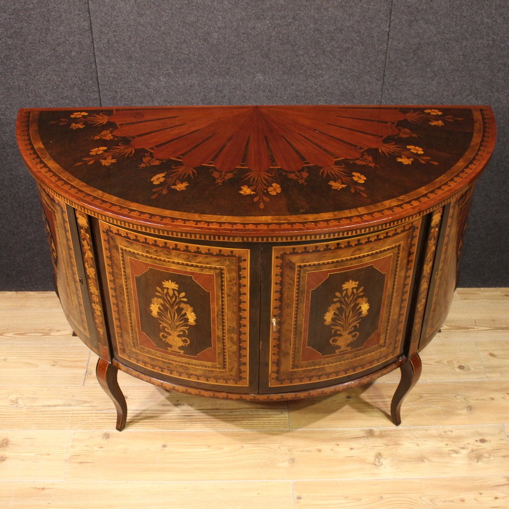 20th Century Inlaid Half Moon Sideboard-photo-3
