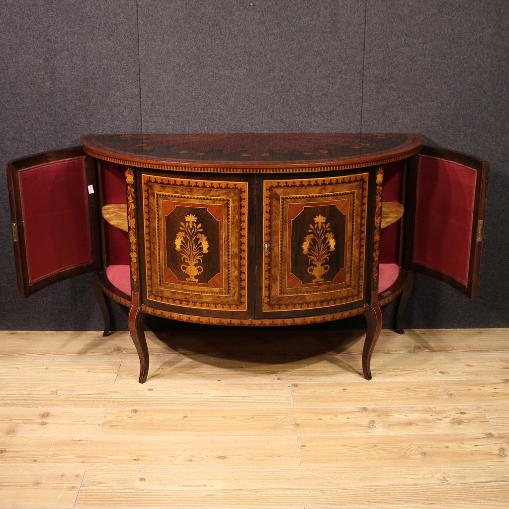 20th Century Inlaid Half Moon Sideboard-photo-4