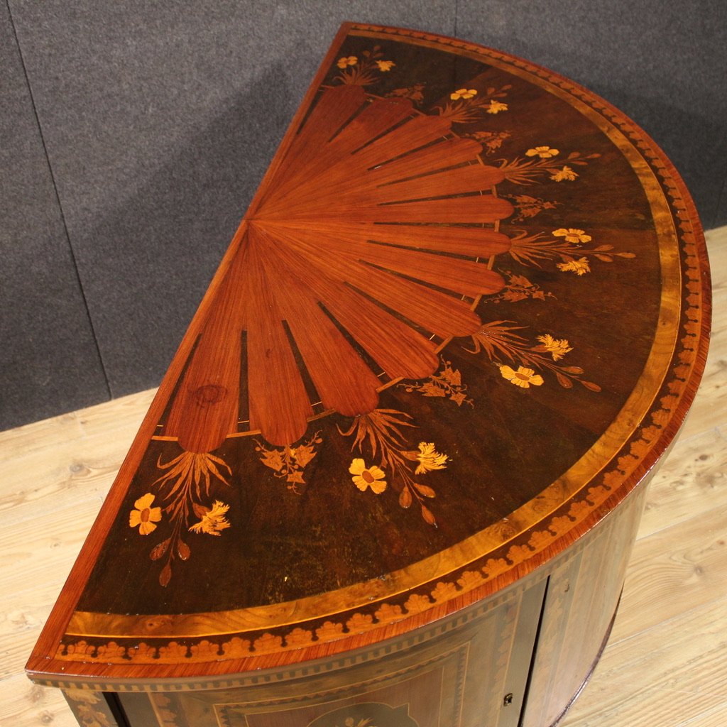 20th Century Inlaid Half Moon Sideboard-photo-4
