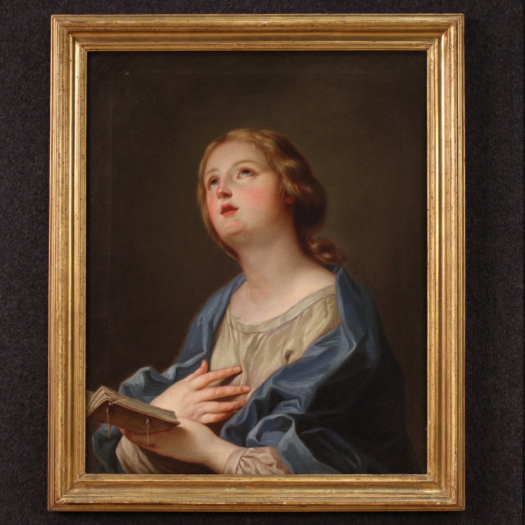 Peinture italienne du 19ème siècle, Madone en prière-photo-2