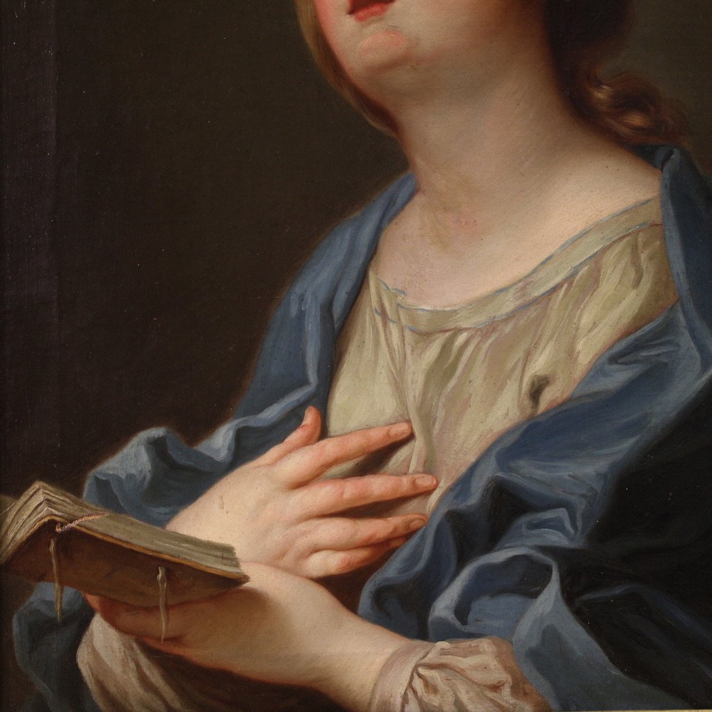 Peinture italienne du 19ème siècle, Madone en prière-photo-4