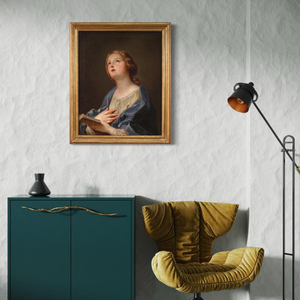 Peinture italienne du 19ème siècle, Madone en prière-photo-2