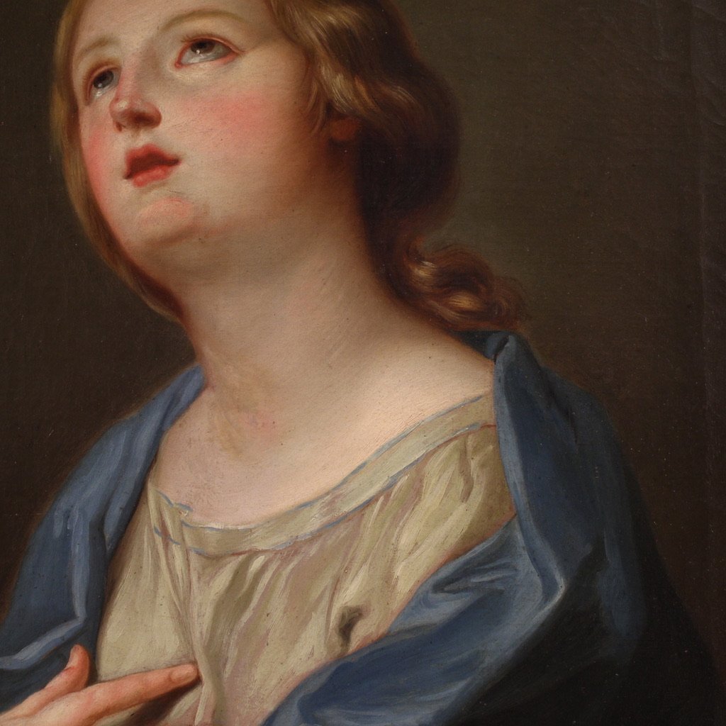 Peinture italienne du 19ème siècle, Madone en prière-photo-6