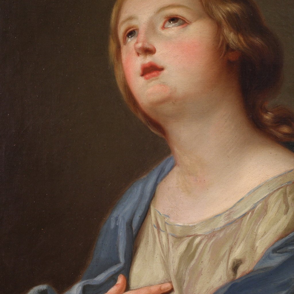 Peinture italienne du 19ème siècle, Madone en prière-photo-8