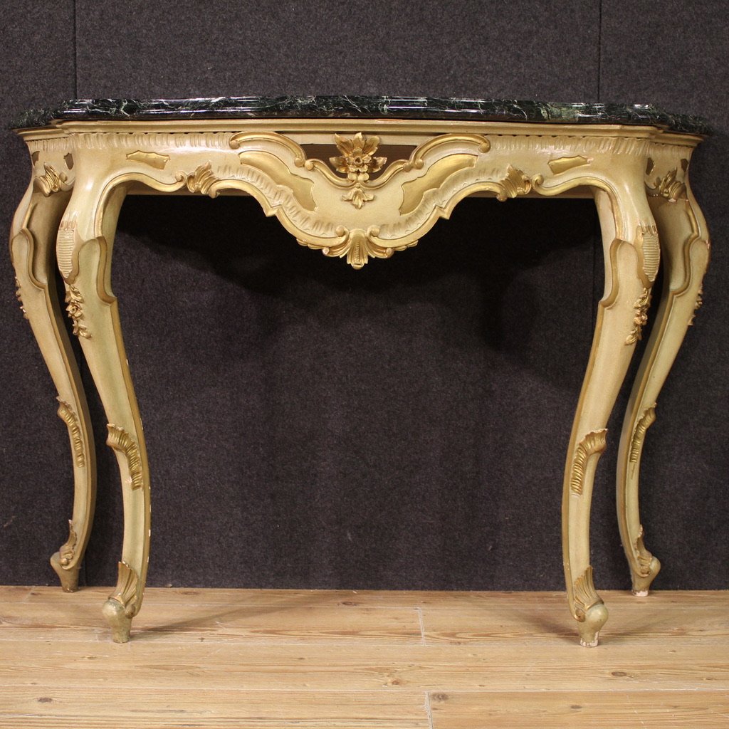 20th Century Italian Lacquered And Gilded Console-photo-4