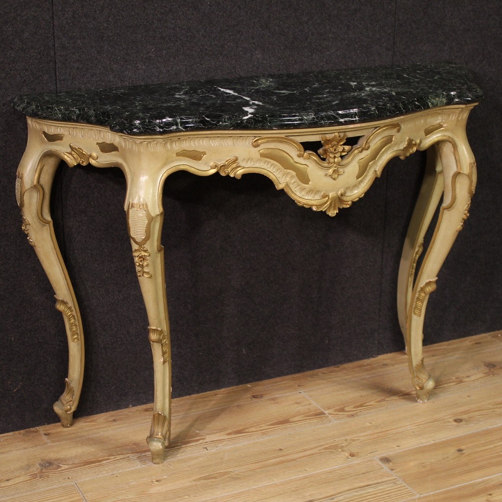 20th Century Italian Lacquered And Gilded Console