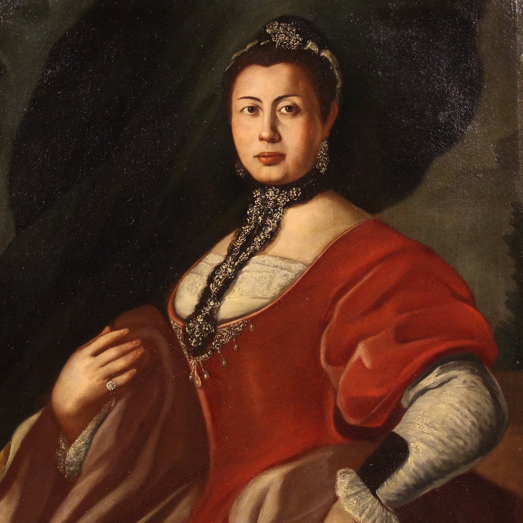 Grand tableau italien du 18ème siècle, Portrait d'une dame-photo-2