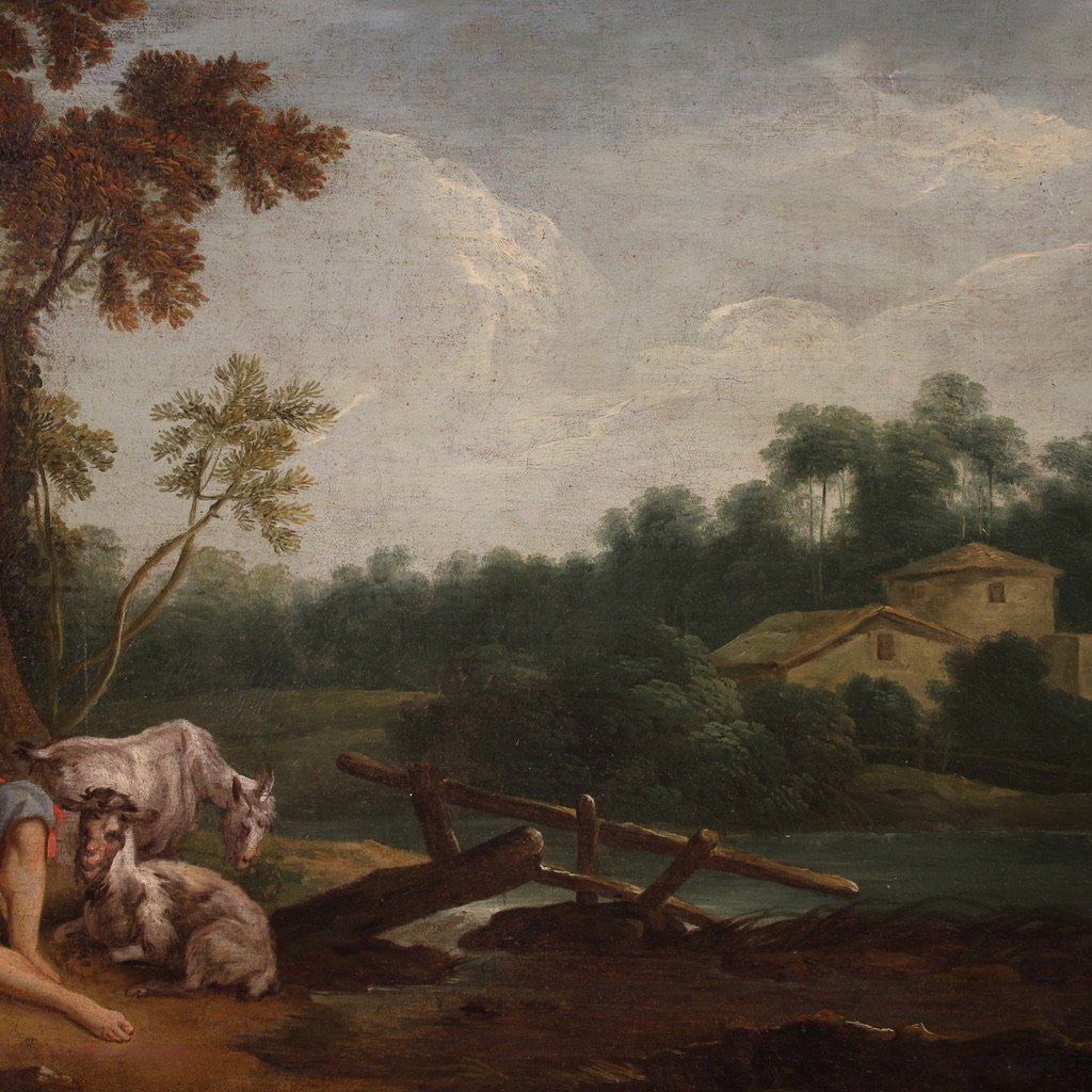 French School Painting Of The 18th Century, Rococo Gallant Scene-photo-4