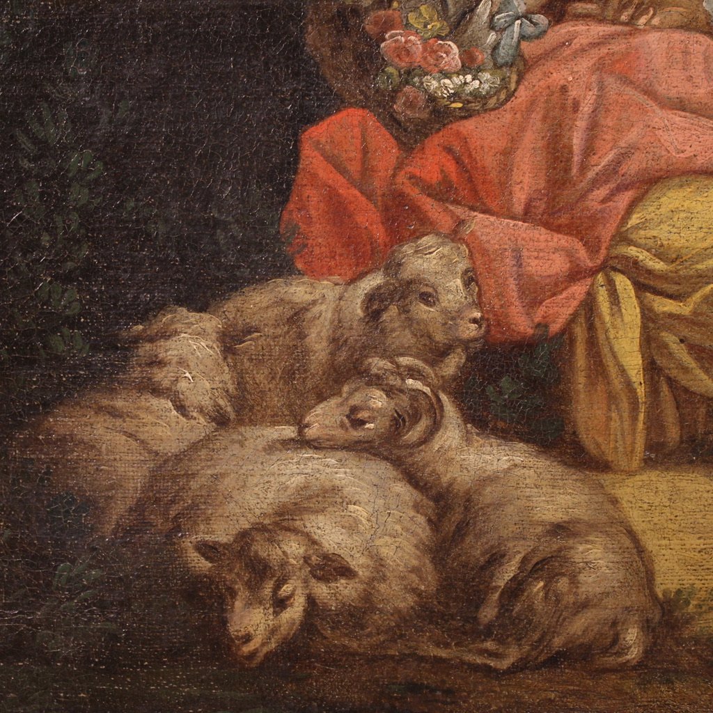 French School Painting Of The 18th Century, Rococo Gallant Scene-photo-7