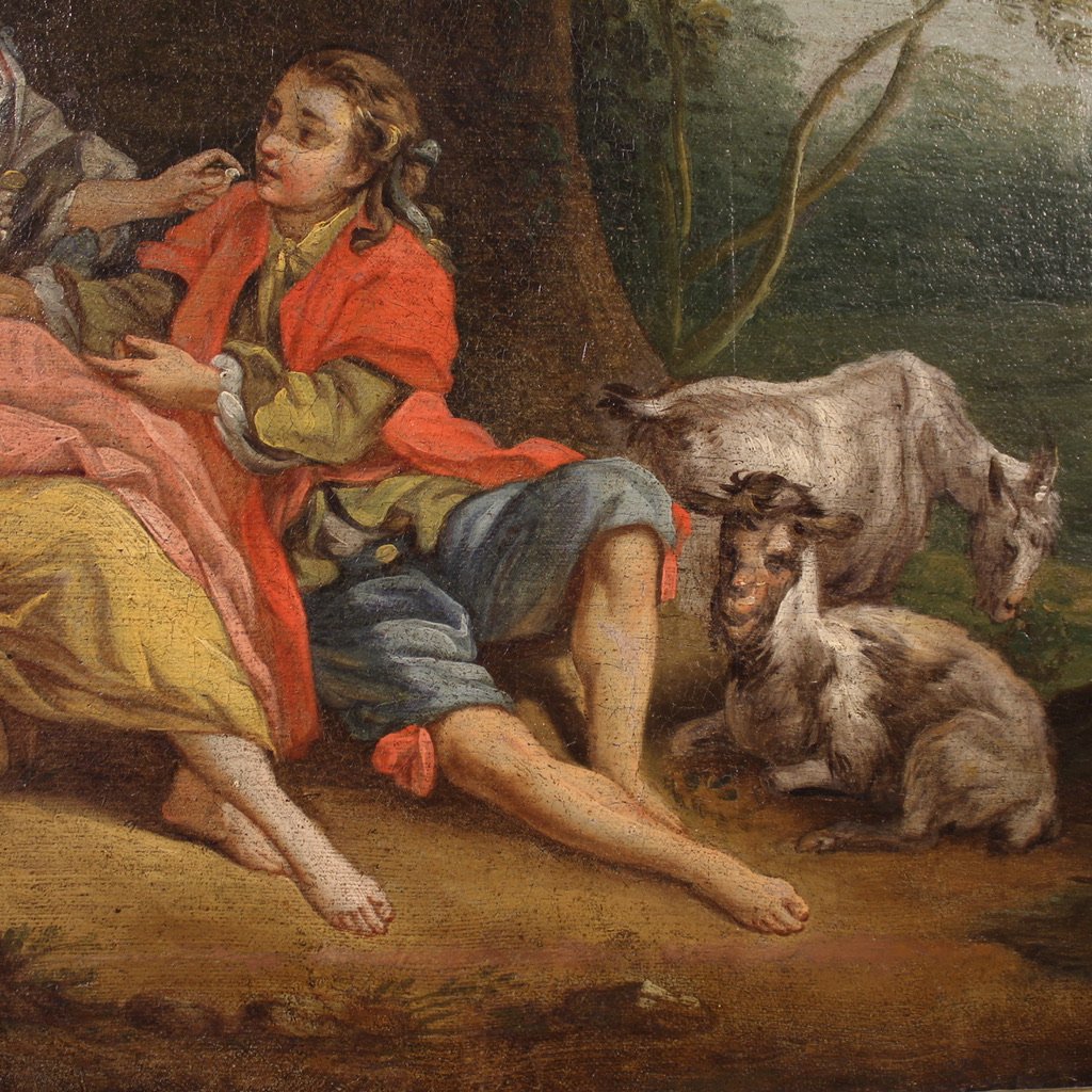 French School Painting Of The 18th Century, Rococo Gallant Scene-photo-8