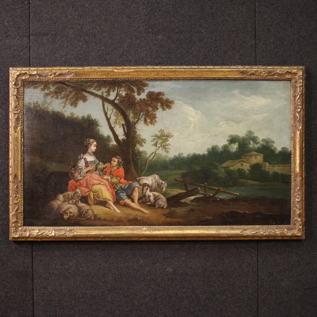 French School Painting Of The 18th Century, Rococo Gallant Scene