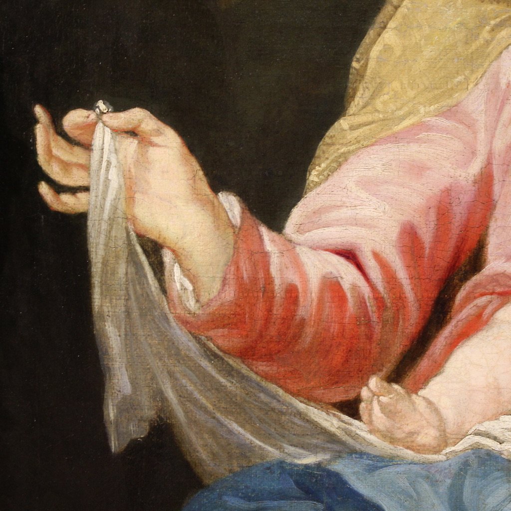 Grand tableau religieux du 18ème siècle, La Vierge à l'Enfant-photo-1