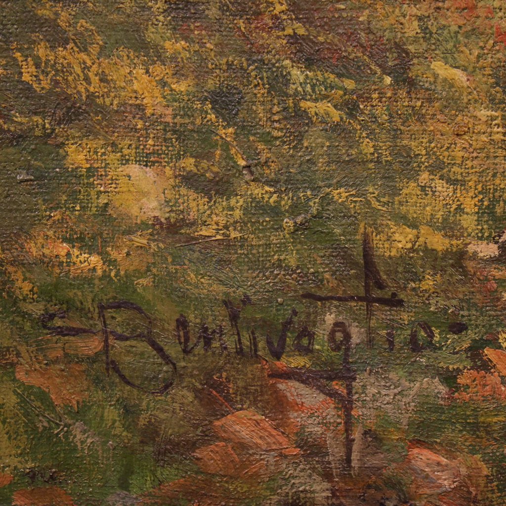 Italian Landscape Painting With Sheep Signed C. Bentivoglio-photo-1