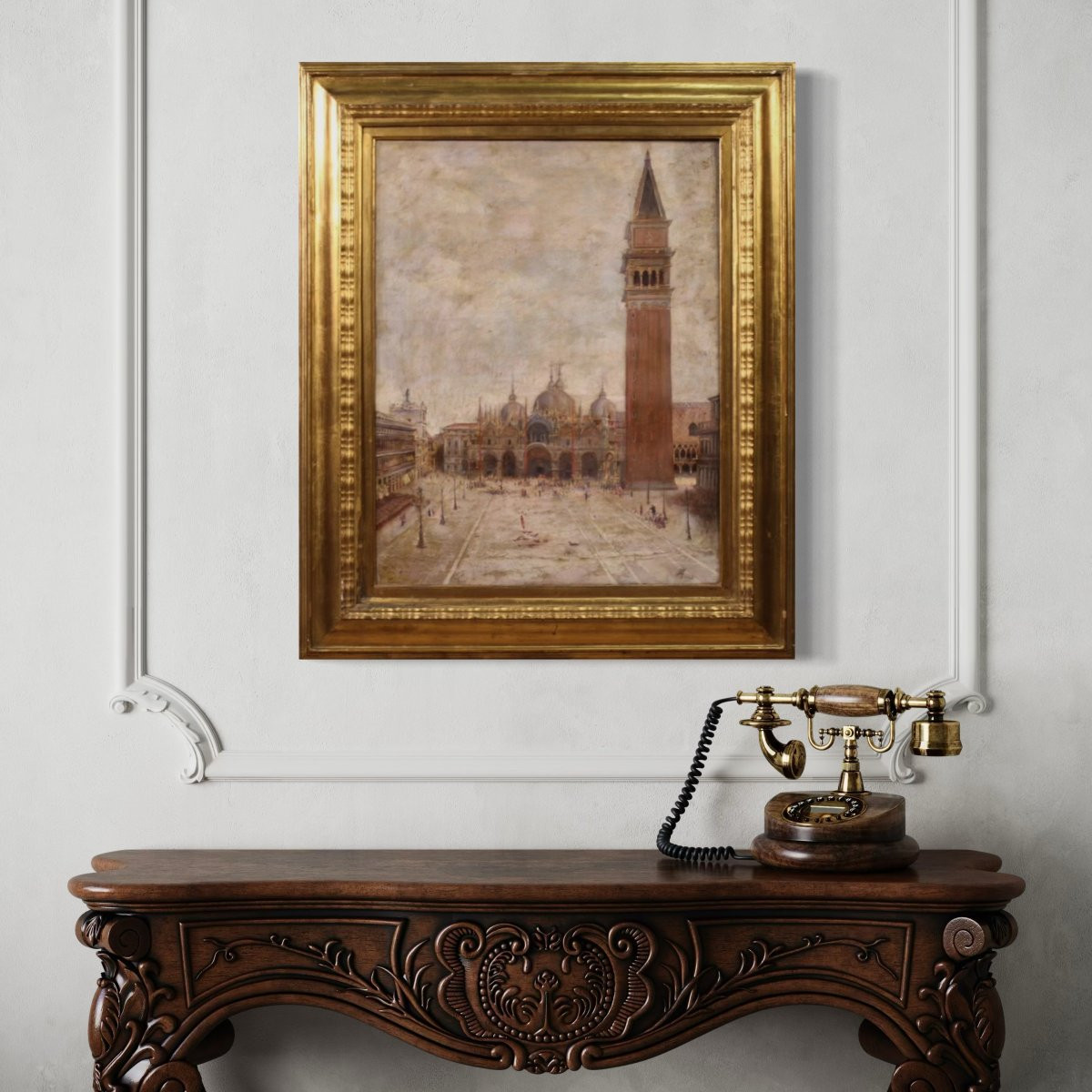 Painting Of A View Of St. Mark's Square Signed And Dated 1917-photo-4