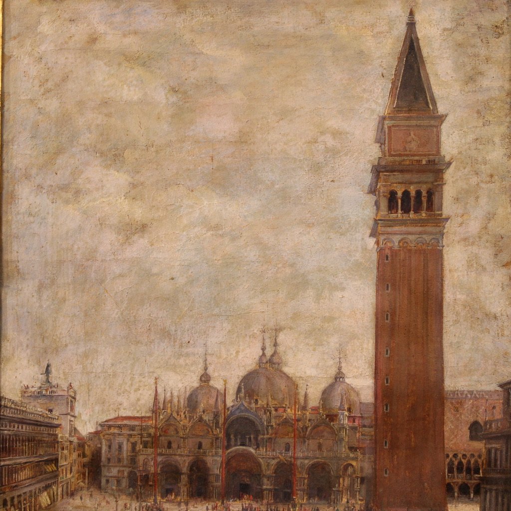 Painting Of A View Of St. Mark's Square Signed And Dated 1917-photo-1